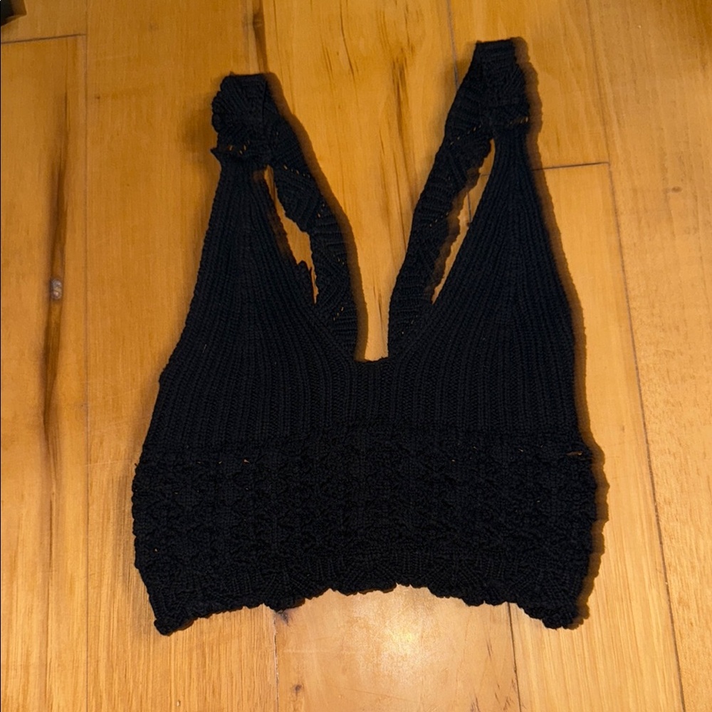 Black Knit Crop Top